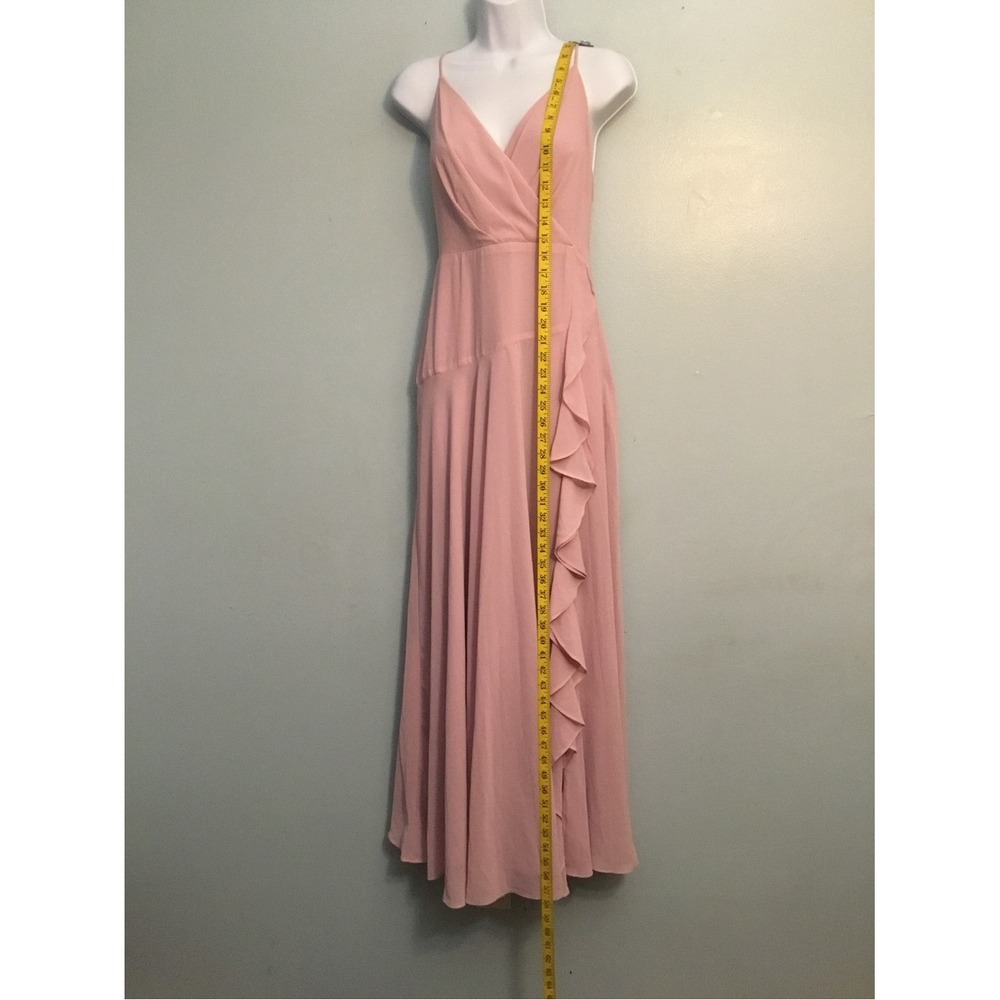 Astr Soft Pink Ruffle Wrap Maxi Dress Spaghetti Strap Size L Like New - Picture 6 of 11